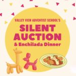 Silent Auction and Enchilada Dinner photo with balloon animals and enchiladas.